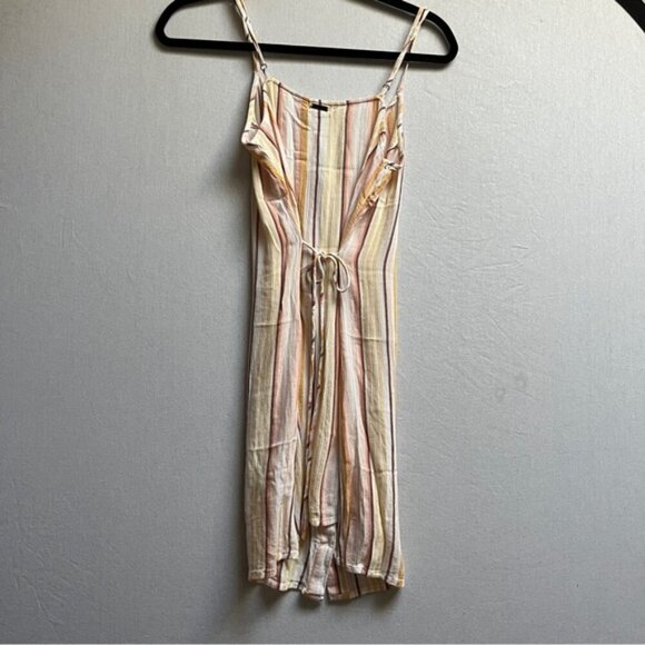 Billabong Tan and Orange Buttoned Mini Slip Sundress Sz L - Picture 3 of 7